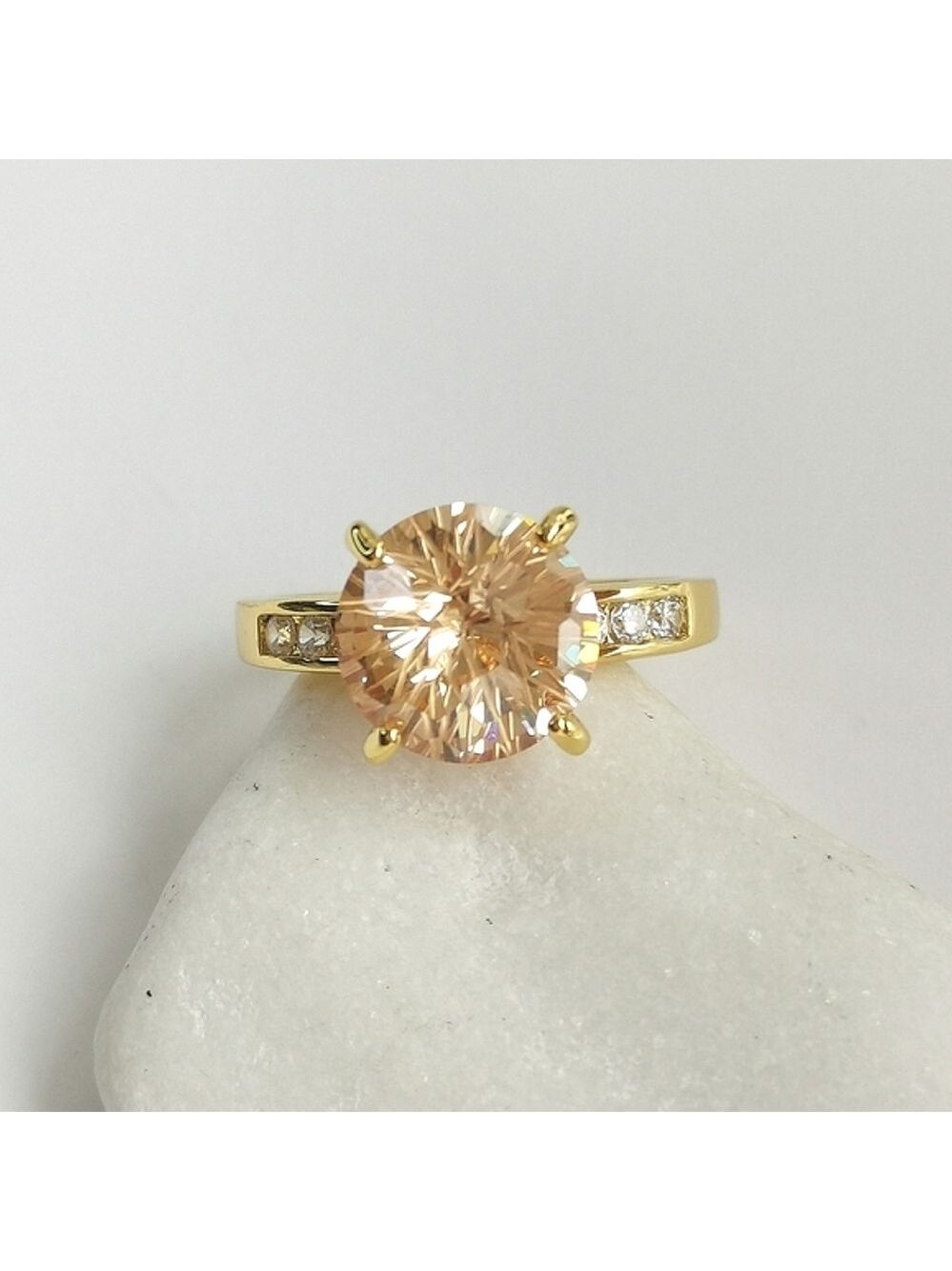 18k Gold Vermeil Imperial Topaz CZ Ring Size 7 NWT